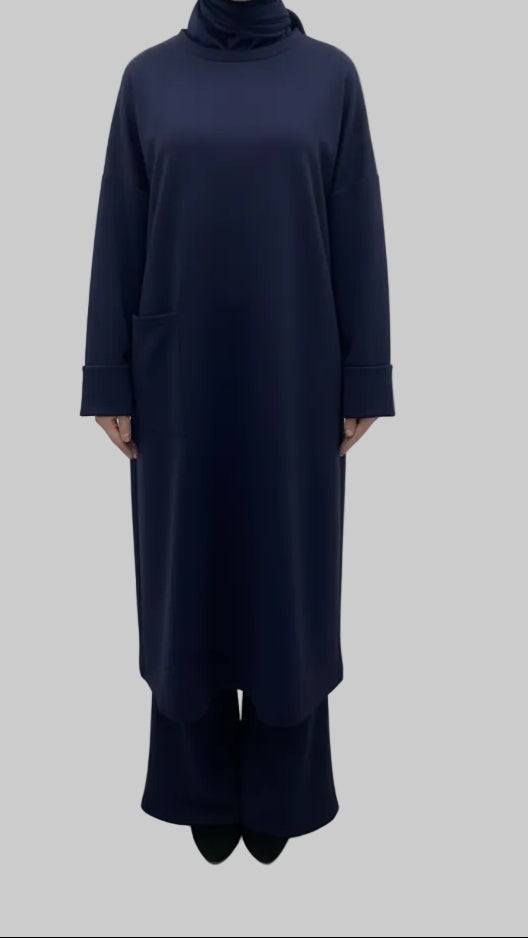 Ensemble tunique longue et large avec poche et pantalon SALIHA MODE