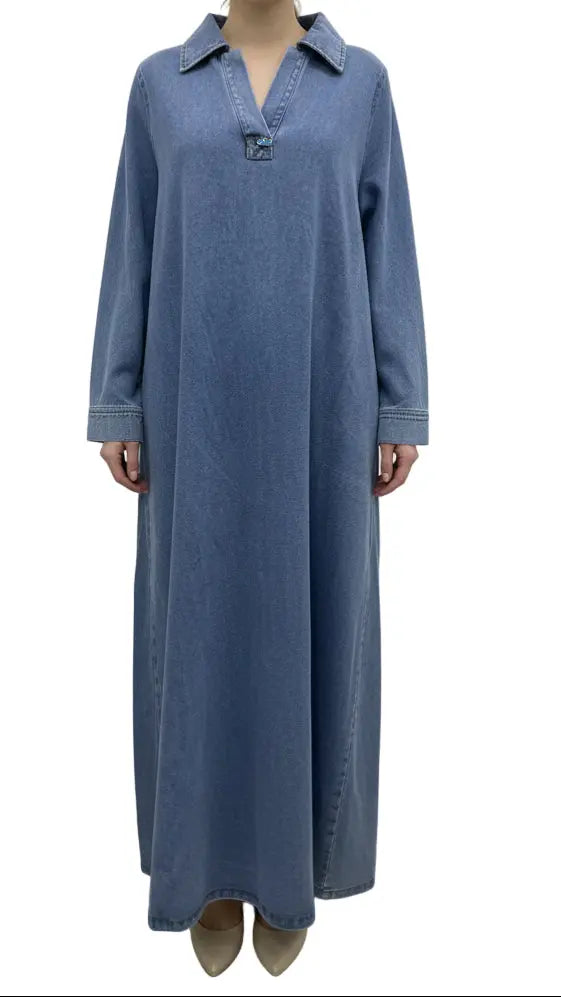 Robe en jean Col V en 100% coton SALIHA MODE