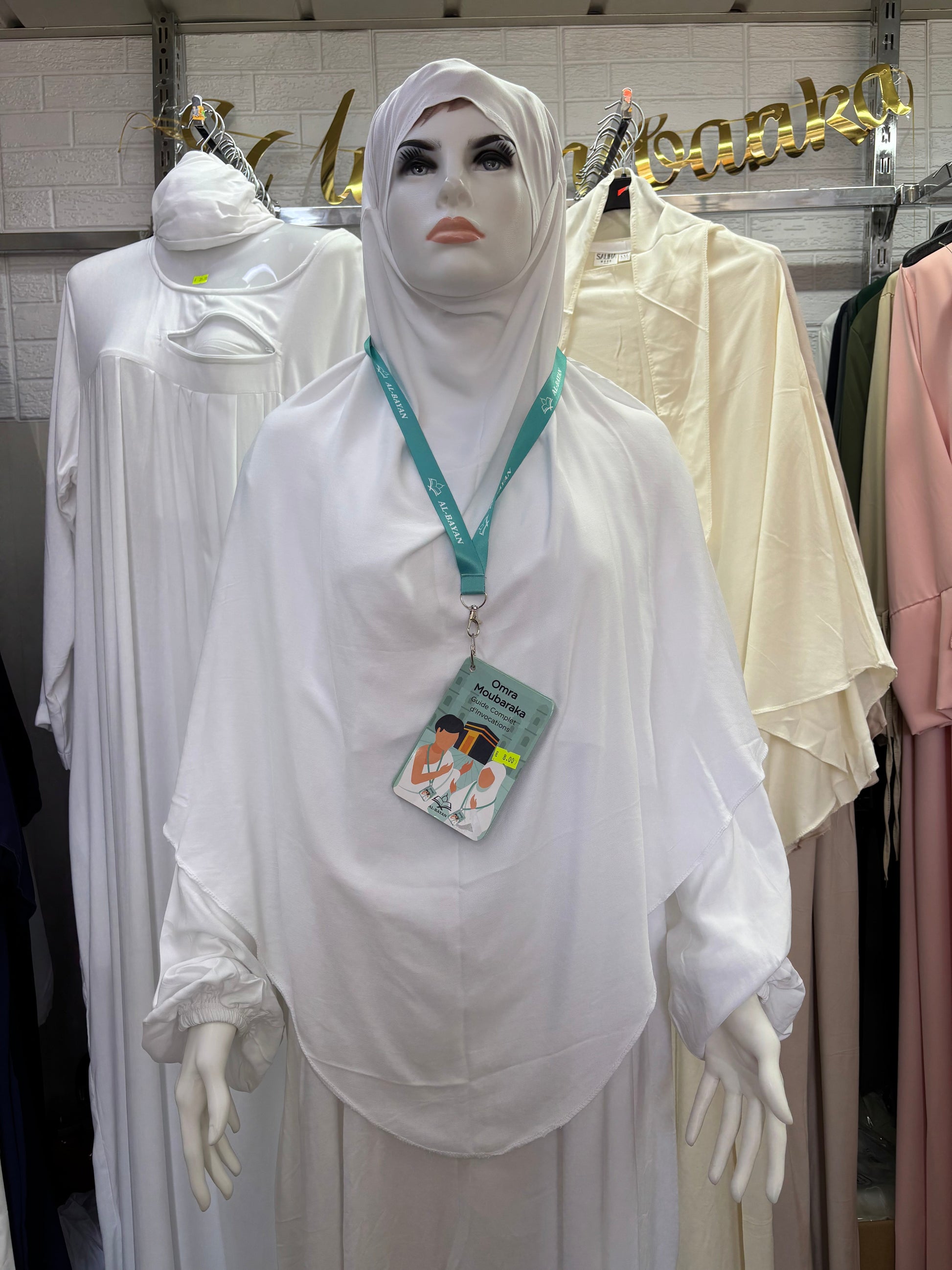 Robe Hajj Omra avec poche devant et son khimar en coton SALIHA MODE