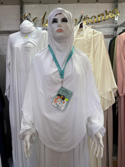 Robe Hajj Omra avec poche devant et son khimar en coton SALIHA MODE