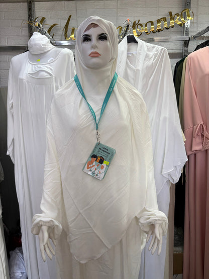 Robe Hajj Omra avec POCHE DEVANT et khimar (en JAZZ) SALIHA MODE