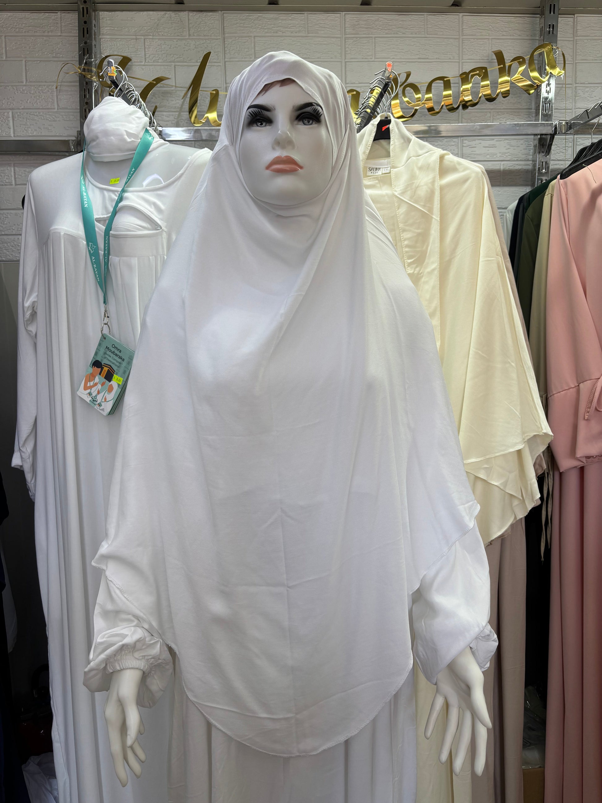 Robe Hajj Omra avec poche devant et son khimar en coton SALIHA MODE