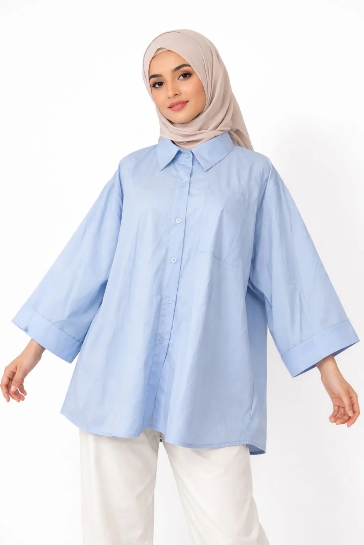 Chemise unie oversize coton à col SALIHA MODE