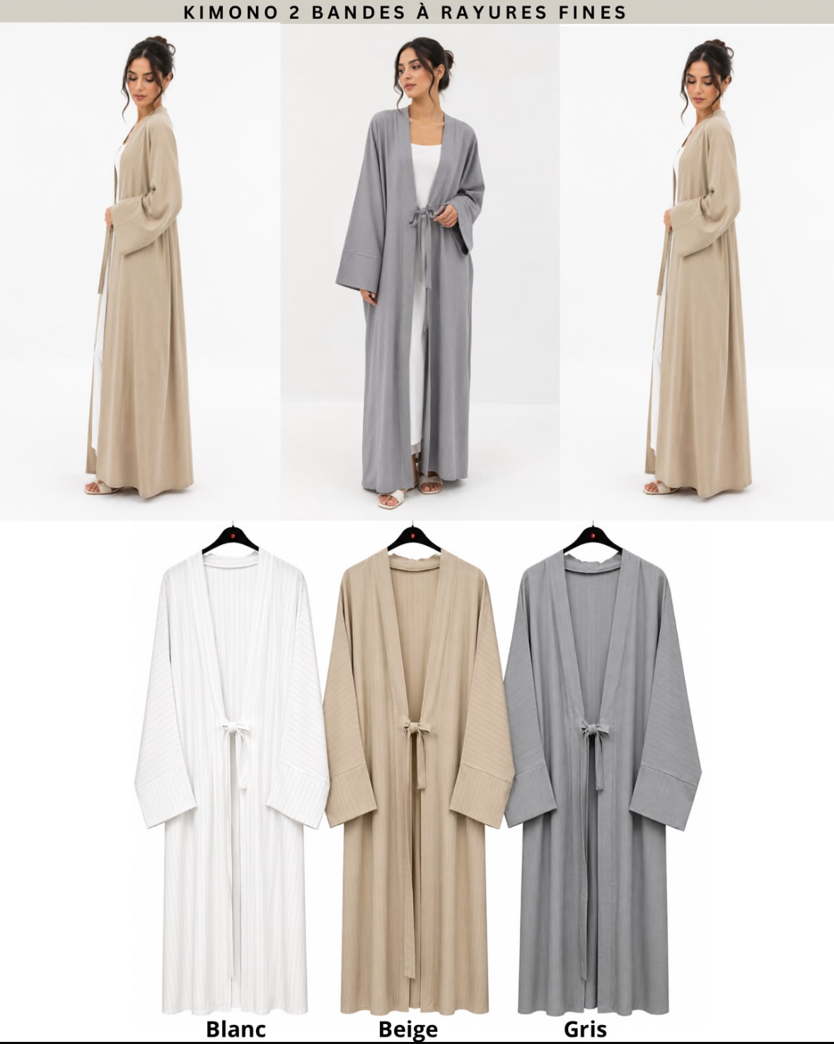 Kimono 2 en 1 à rayures fines SALIHA MODE