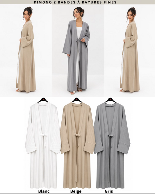 Kimono 2 en 1 à rayures fines SALIHA MODE