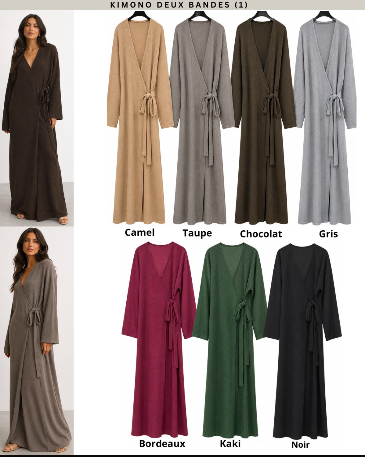 Kimono 2 en 1 à rayures fines SALIHA MODE