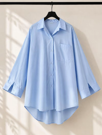 Chemise unie oversize coton à col SALIHA MODE