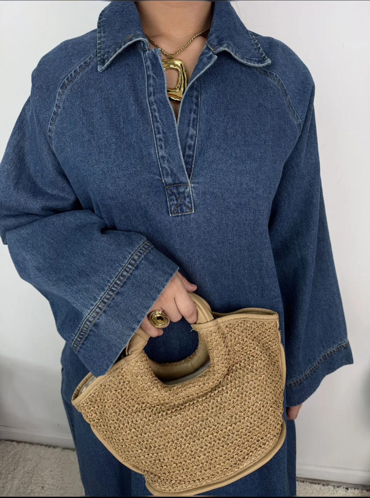 Robe en jean col V 100% coton SALIHA MODE