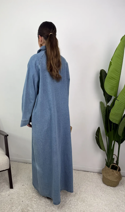 Robe en jean col V 100% coton SALIHA MODE