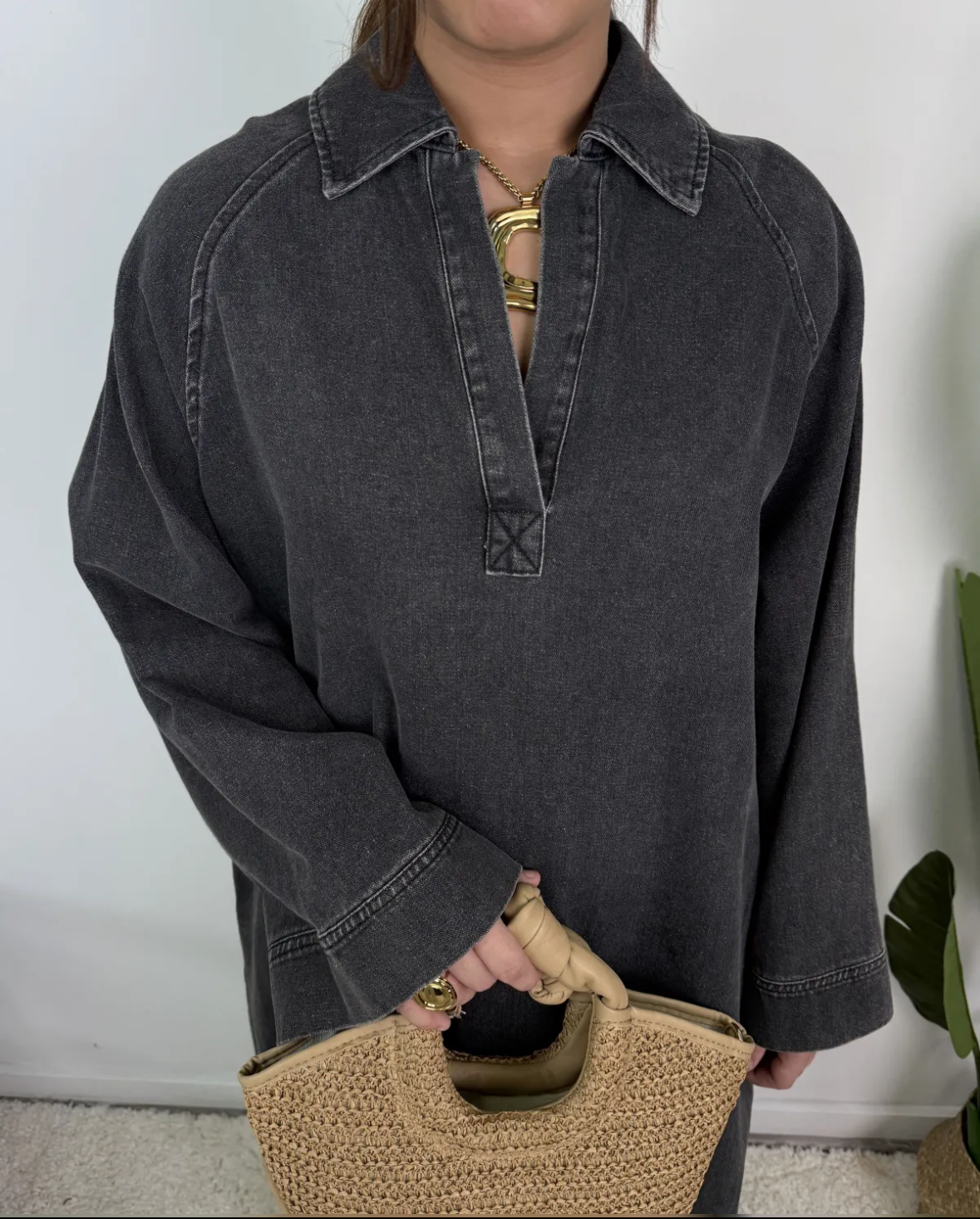 Robe en jean col V 100% coton SALIHA MODE