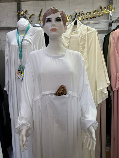 Robe Hajj Omra avec poche devant et son khimar en coton SALIHA MODE