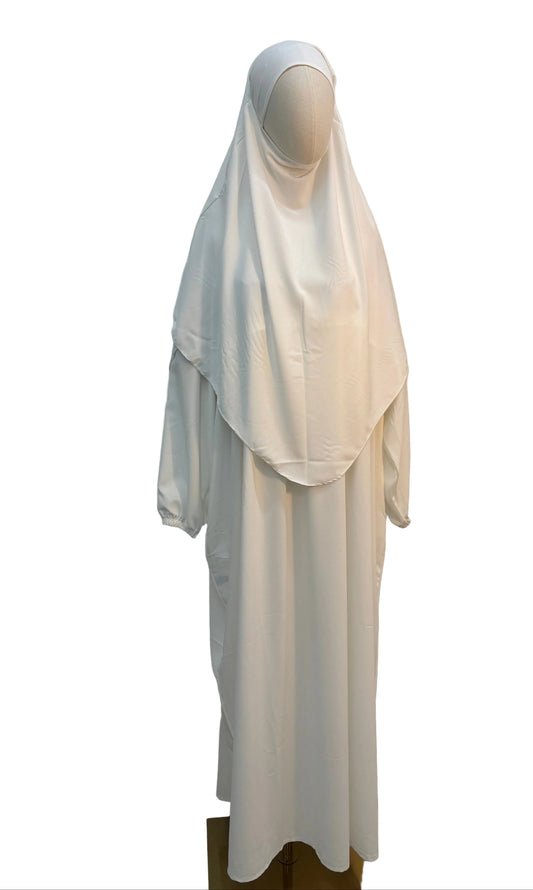 Robe Hajj Omra avec poche devant et son khimar en coton SALIHA MODE