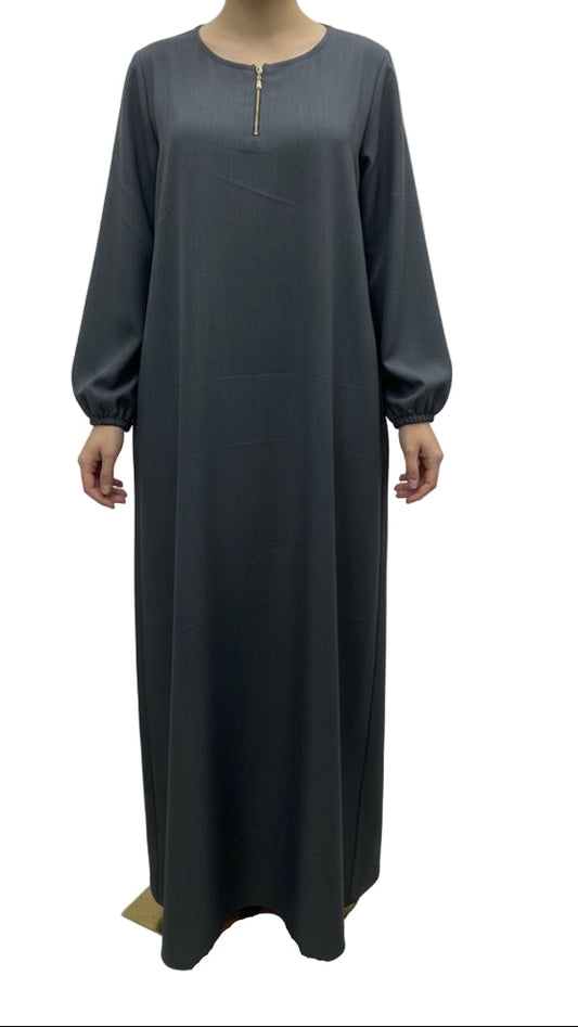 Abaya simple avec zip devant et poches SALIHA MODE
