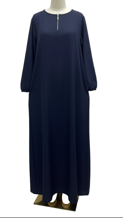 Abaya simple avec zip devant et poches SALIHA MODE