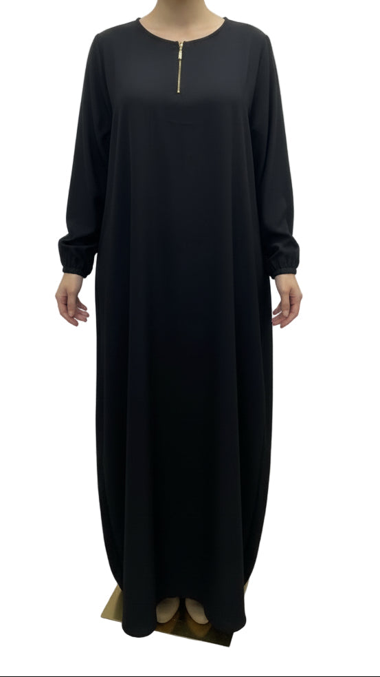 Abaya simple avec zip devant et poches SALIHA MODE