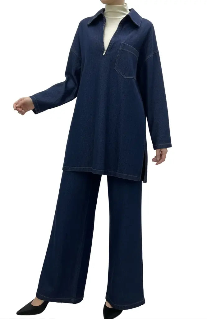 Ensemble en jean tunique et pantalon avec poches SALIHA MODE