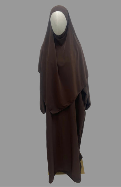 Ensemble Robe et khimar en soie de medine SALIHA MODE