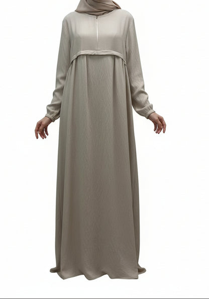 Robe Hadj Omra avec POCHE DEVANT et khimar en lin SALIHA MODE