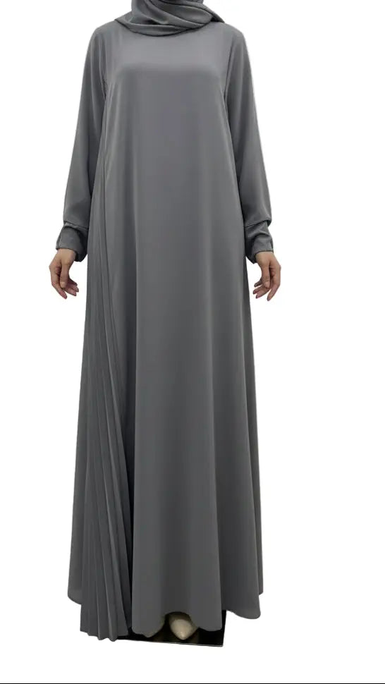 Robe en Soie de Médine plissée sur les côtés grandes de taille SALIHA MODE