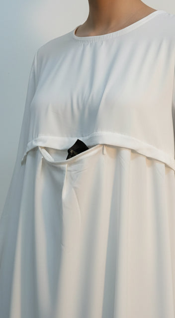 Robe Hadj Omra avec poche devant et son khimar en soie de médine SALIHA MODE