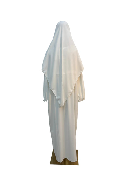 Robe Hadj Omra avec poche devant et son khimar en soie de médine SALIHA MODE