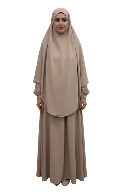 Robe Hadj Omra avec poche devant et son khimar en soie de médine SALIHA MODE